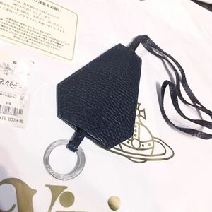 送料込●新品●価16500円 Vivienne Westwood キーリング 本牛革 紺色 ネックストラップ キーホルダー ヴィヴィアンウエストウッド ビビアン