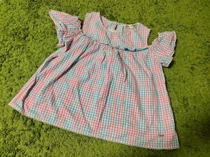 pom☆ponette junior☆肩見せ*チェックトップス☆サイズ150☆美品