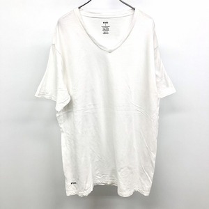 WTAPS ダブルタップス L メンズ Tシャツ インナーカットソー 裾にロゴプリント オーバーサイズ Vネック 半袖 綿100% コットン ホワイト 白