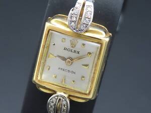 1円 ジャンク品 ROLEX ロレックス 8477 プレシジョン 18金 YG 金無垢 総重量8.6g ダイヤ 手巻き ヴィンテージ レディース腕時計 SSCLG3096