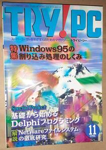 CQ出版社 TRY!PC トライピーシー 1996年11月号 Windows95割り込み処理のしくみ/Delphiプログラミング/NetWareファイルシステム徹底研究