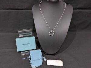 【57843】1円～ TIFFANY&Co. ティファニー オープンハート ネックレス STERLING 約38cm 重量約4.65g 箱 保存袋付 ブランドアクセサリー