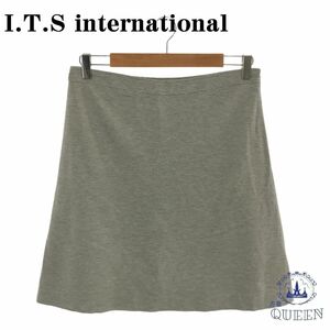 ☆美品☆ I.T.S international イッツインターナショナル ミニスカート シンプル レディース グレー L キュプラ 日本製 901-2753 送料無料