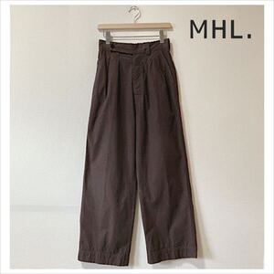 MHL. エムエイチエル OVERDYE MELANGE COTTON LINEN イージーワイド パンツ 22SS ブラウン サイズ1