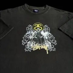 “Bikers” old stussy 紺タグ プリント Tシャツ 黒 L