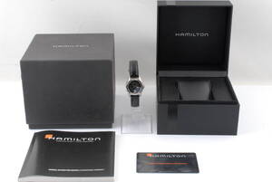 【美品 保証付 動作品】Hamilton H322110 Quartz Ladies Black Dial ハミルトン クォーツ レディース ダイヤxシェル 黒文字盤 #T416