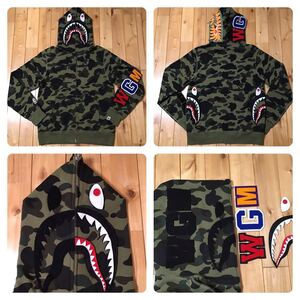 DETACHABLE シャーク パーカー Lサイズ shark full zip hoodie a bathing ape bape 1st camo green エイプ ベイプ アベイシングエイプ 4433