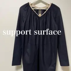 support surface サポート サーフェス　Vネック　長袖　ワンピース