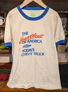 シボレー！80〜90年代頃 CHEVY TRUCK リンガー Tシャツ Sくらい アメ車 ガレージ フォード ダッヂ 工具箱 当時物