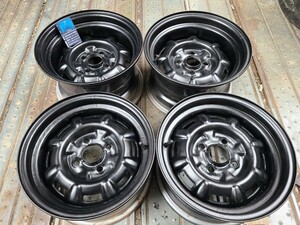 ナカテツ 13×6.5J+20&8J+12 4H100 ハブ径54mm 艶消し 4本no.242 加工鉄チン 深リム スチール 加工てっちん