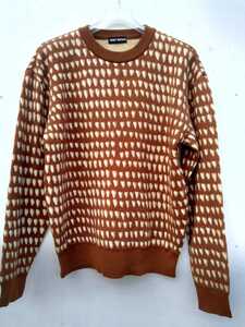 イッセイミヤケ　ISSEY IYAKE　セーター　ウール100％　ブラウン　茶色　ハート柄　Ｍサイズ　日本製　美品 