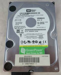 Western Digital WD5000AVVS 63ZWB0 500GB HDD レコーダー取外品