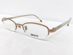 2R079 新品 未使用 保管品 メガネフレーム 眼鏡 ブランド チタン DKNY 49□19 135 15g ハーフリム オーバル ダナキャラン