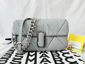 新作 MARC JACOBS マークジェイコブス キルティド ザ Jマーク ショルダー バッグ ウルフグレー 本革製 カウレザー