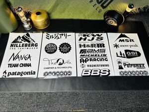 キャンプ アウトドア　logoシール【4枚セット】　ロゴステッカー　カッティングタイプ　ブラック黒字 約17*30cm野外登山 車 ESUW