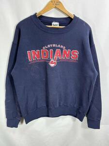 ■ 00s Lee SPORT リー スポーツ MLB インディアンス ロゴイラスト スウェット トレーナー 古着 紺 野球 INDIANS インディアンヘッド ■