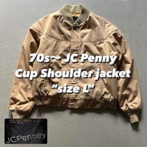 70s〜 JC Penny Cup Shoulder jacket “size L” 70年代 80年代 ジェーシーペニー カップショルダージャケット ダービー ベージュ derby