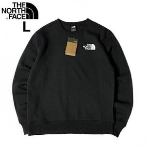 1円～!売切!【正規新品】THE NORTH FACE◆LOGO PULLOVER CREW トレーナー スウェット US限定 裏起毛 男女兼用 キャンプ(L)黒① 181130-22