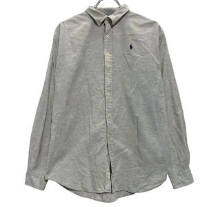 Polo by Ralph Lauren 無地 長袖 シャツ ポロ ラルフローレン XL グレー ボタンダウン ビッグサイズ 古着卸 アメリカ仕入 a610-5095