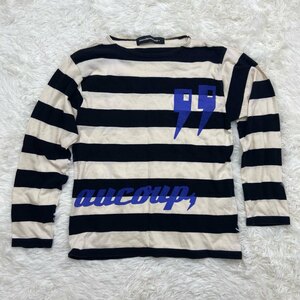 １円～　I-2　60　mercibeaucoup メルシーボークー　ロングTシャツ　カットソー　ボーダー　サイズ1　コットン　プリント　ロンT