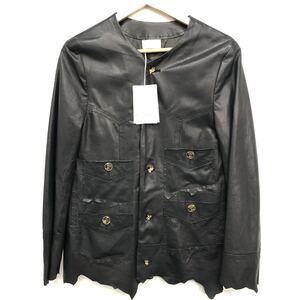 タグ付き★【BED J.W. FORD】ベッドフォード★レザージャケット Collar-Less Leather Jacket ブルゾン 牛革 サイズ2 23SS-B-JM07 07