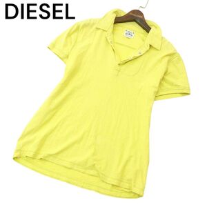 DIESEL ディーゼル 春夏 ロゴ★ スリム 半袖 カットオフ ポロシャツ Sz.M　メンズ 黄色　A4T06543_6#A