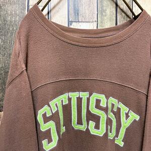 《人気デザイン》STUSSY ステューシー 茶☆ロンt M