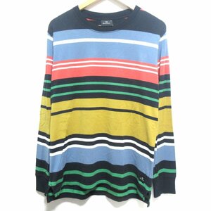 美品 22AW PS Paul Smith ピーエスポールスミス マルチボーダー柄 クルーネック 長袖Tシャツ カットソー M マルチカラー