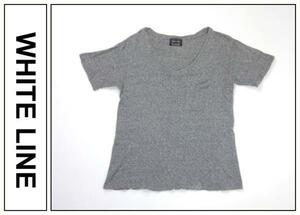 【B09】【WHITE LINE ホワイトライン 胸ポケ Tシャツ 44 灰】