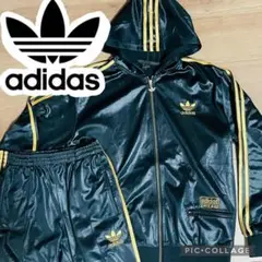 adidas ジャージ上下2点セット◎光沢仕様 コーティング 黒×金 即完売