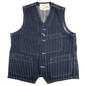 良好◆SUGAR CANE シュガーケーン ストライプ ワーク ベスト サイズ:40◆ ネイビー メンズ 9oz. WABASH STRIPE WORK VEST アウター