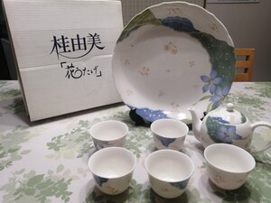 未使用 桂由美 花うたげ 大盛皿 急須 湯呑セット