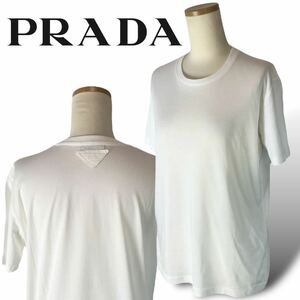 n256 PRADA 2012 プラダ 半袖 Tシャツ ホワイト 白 無地 カットソー トップス L コットン100% 正規品