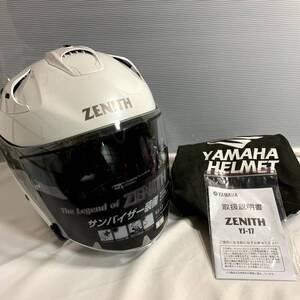 【未使用・説明書・袋付】 YAMAHA ヤマハ 純正 ジェット バイク ヘルメット YJ-17 ゼニス ZENITH ホワイト Lサイズ 開閉式 サンバイザー付