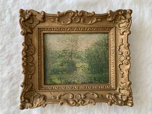 油絵レプリカ（Pissarro 1870、不明 2点）アンティーク調ゴールド 額のサイズ：18ｃｍ x 16ｃｍ 絵のサイズ：11ｃｍ x 9ｃｍ