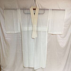 ♪長襦袢　夏物　女性和装　和服　着物肌着　シミあり　中古品　古布　白色　綿麻