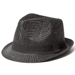 ベーシックエンチ Woven Paper Braid Hat 麦わらハット 春夏 レディース メンズ ビッグサイズ ブラック [ブラック] [60.0-62.0 cm]