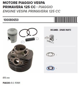 RMS 10008 0650 社外 シリンダー/ピストンキット ベスパ 旧型PRIMAVERA 標準