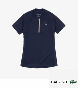 ◆未使用（タグ付き）◆LACOSTE/ラコステ◆ハーフジップ ゴルフインナー 半袖シャツ◆PF7909L◆ネイビー/44W◆38(日本サイズL相当)◆