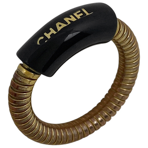 シャネル CHANEL ロゴ リング 指輪 約13号 GP ゴールド ブラック レディース 【中古】