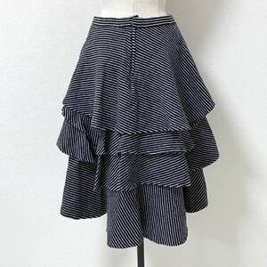 縮絨 AD2007 コムコム COMME des GARCONS ウール ストライプ スカート Sサイズ コムデギャルソン 4060104