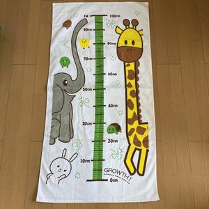 バスタオル　60x120cm キリン　ゾウ　①大判バスタオル　身長測定　ベビー　身長が測れる　ものさし　メジャー　写真　アニバーサリー