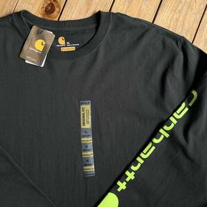 新品 Carhartt カーハート 長袖Tシャツ ロンT メンズ XLサイズ ワーク ストリート カジュアル アームプリント カーキ 未使用品 古着 T2351