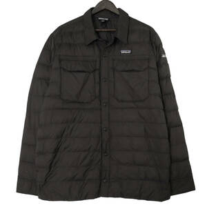 patagonia パタゴニア サイレントダウンシャツ ダウンジャケット アウトドア 企業ロゴ ブラック (メンズ L) 中古 古着 A2016