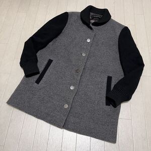 和513★ UNITED ARROWS ユナイテッドアローズ ハーフコート カジュアル バイカラー 38 グレー ブラック レディース