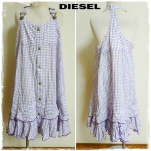 DIESEL　ディーゼル　ワンピース　女の子　子供用　S　120cm　ギンガムチェック　夏物　パープル　フリル　アメリカ直輸入　海外並行輸入