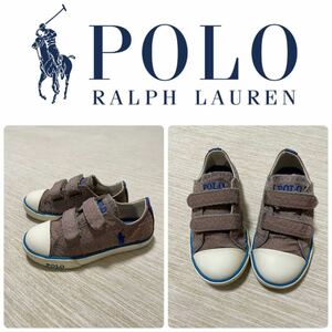 polo ralph lauren ポニー ロゴ ベルクロ スニーカー 14cm グレー kids boys ラルフ シューズ オシャレ 冠婚葬祭