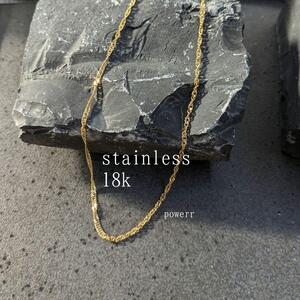 ステンレス 18k ゴールド 上品 ネックレス 水波 アクセサリー　シンプル