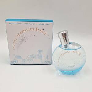 HERMES エルメス オーデメルヴェイユ ブルー EAU DES MERVEILLES BLEUE オードトワレ 香水 50ml 残多 箱付き 【5916】