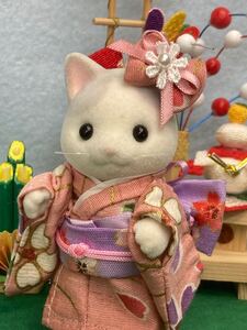 シルバニア 手作り ハンドメイド ◆お母さん 着物②ピンク